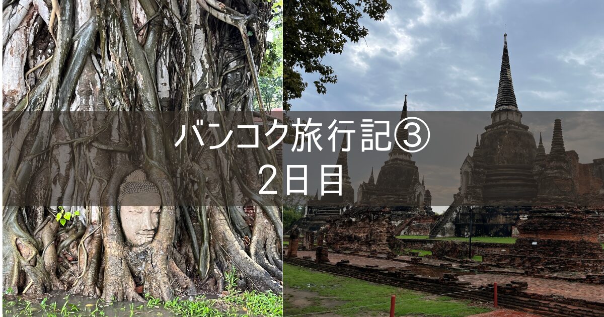 バンコク 旅行記 2024年9月③ 2日目 チャーター 水上マーケット＋メークロン線路市場＋アユタヤ遺跡3カ所